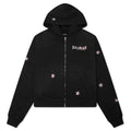 Flower Groms Zip Up Hoodie Aged Black