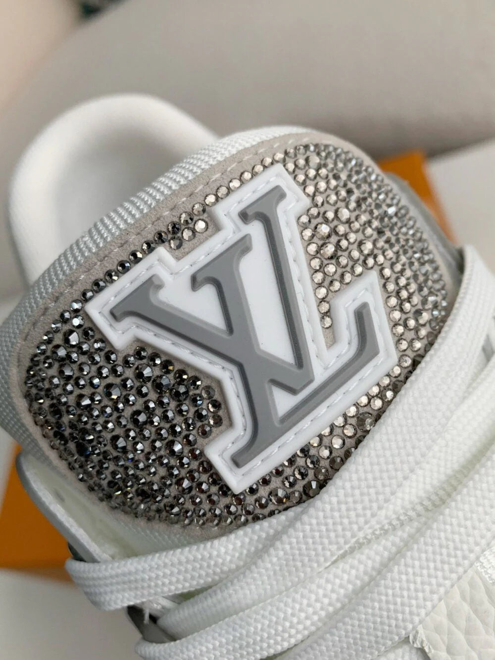 Louis Vuitton LV Trainer Sneaker Denim Monogram Grey Diamond
