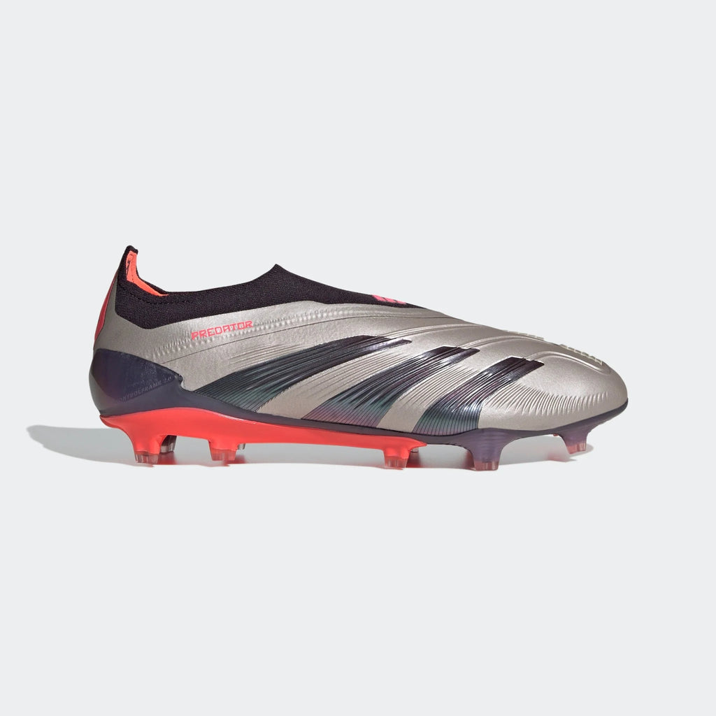 adidas Predator Elite Laceless FG Laceless Firm Ground Soccer Cleats Platin Metallic Black Carbon