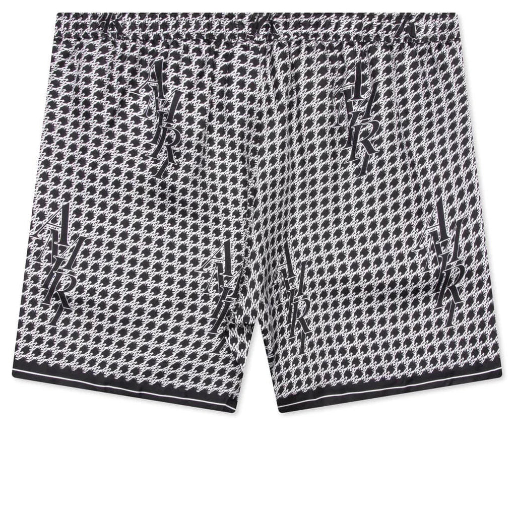 Houndstooth Silk Short Black