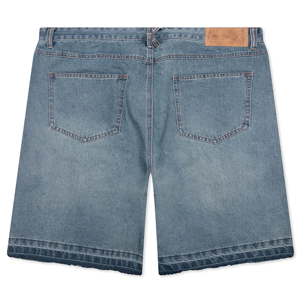 Painted Panel Shorts Light Wash