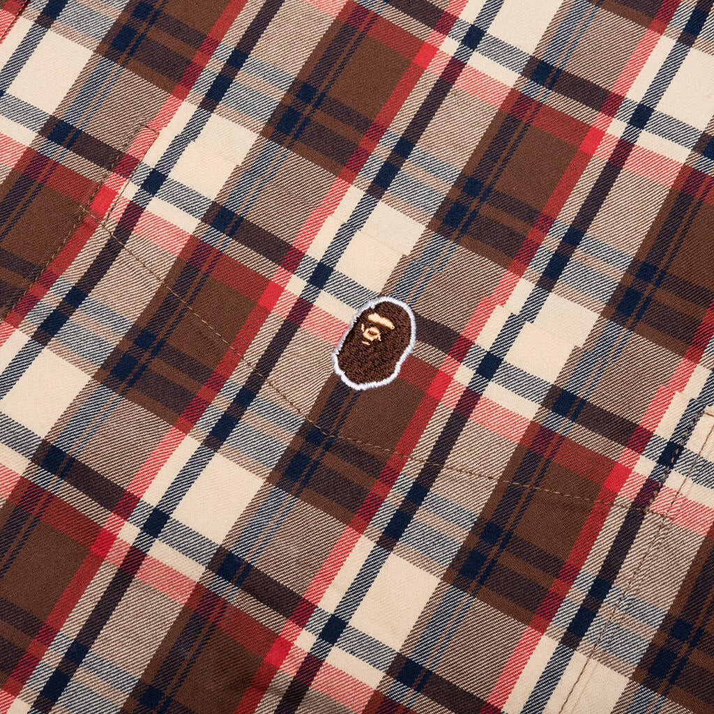 Mini Bape Check Loose Fit Shirt Red