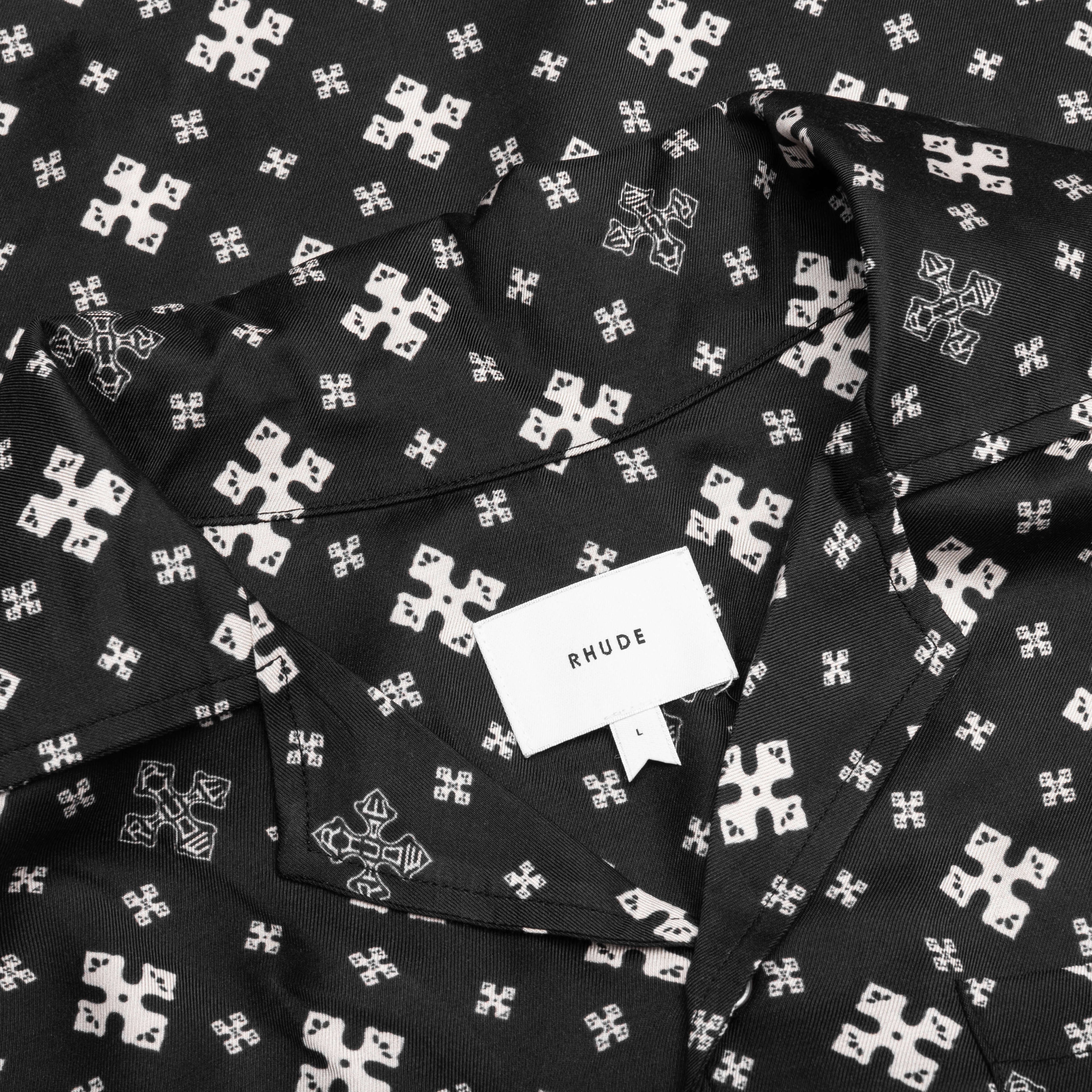 Cross Bandana Rayon Shirt Black White