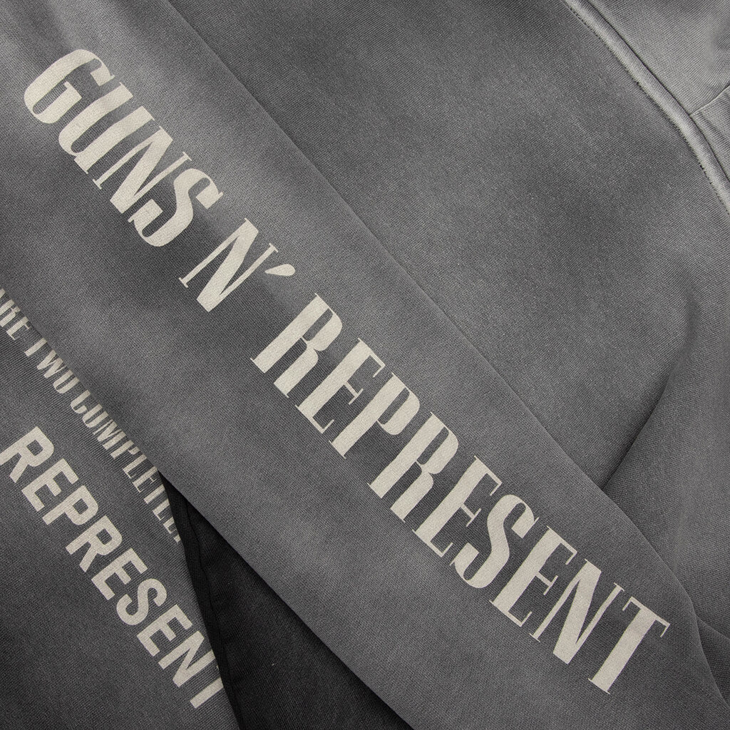 Represent x Guns N Roses Cross Zip Through Hoodie Stained Black