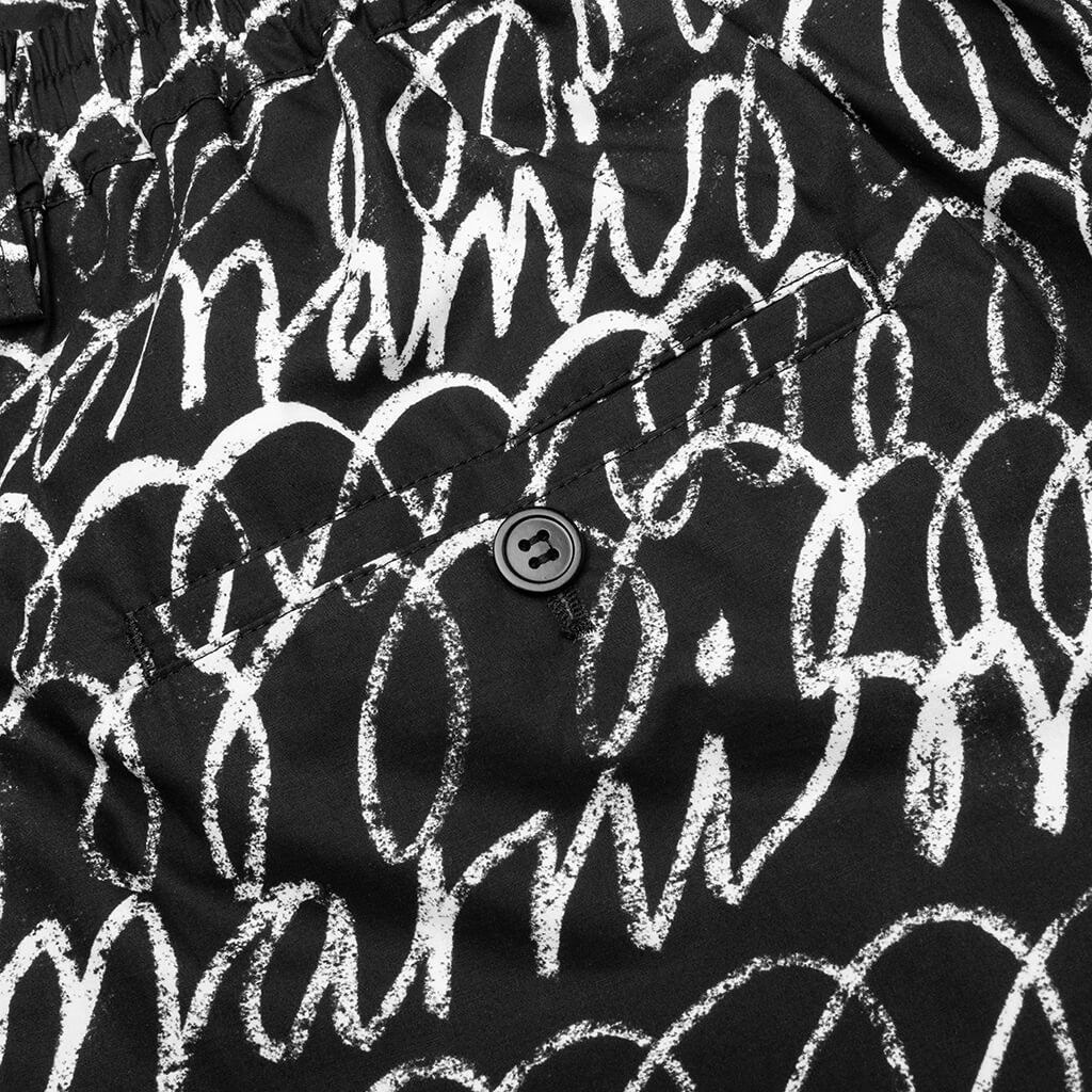 Scribbled Poplin Shorts Black