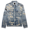 Oversized Denim Rivet Zip Jacket Light Blue