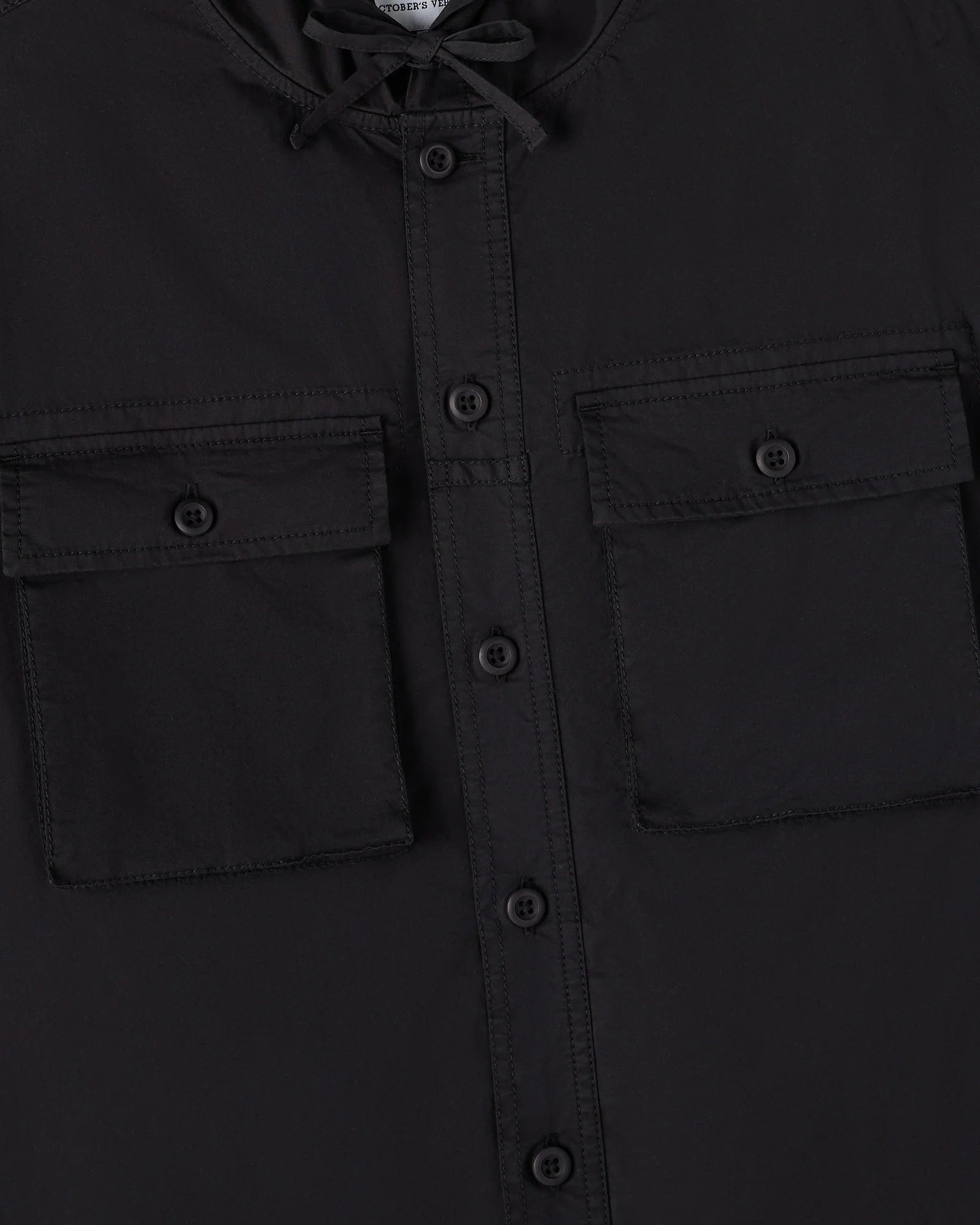 Hooded Button Up Shirt Black