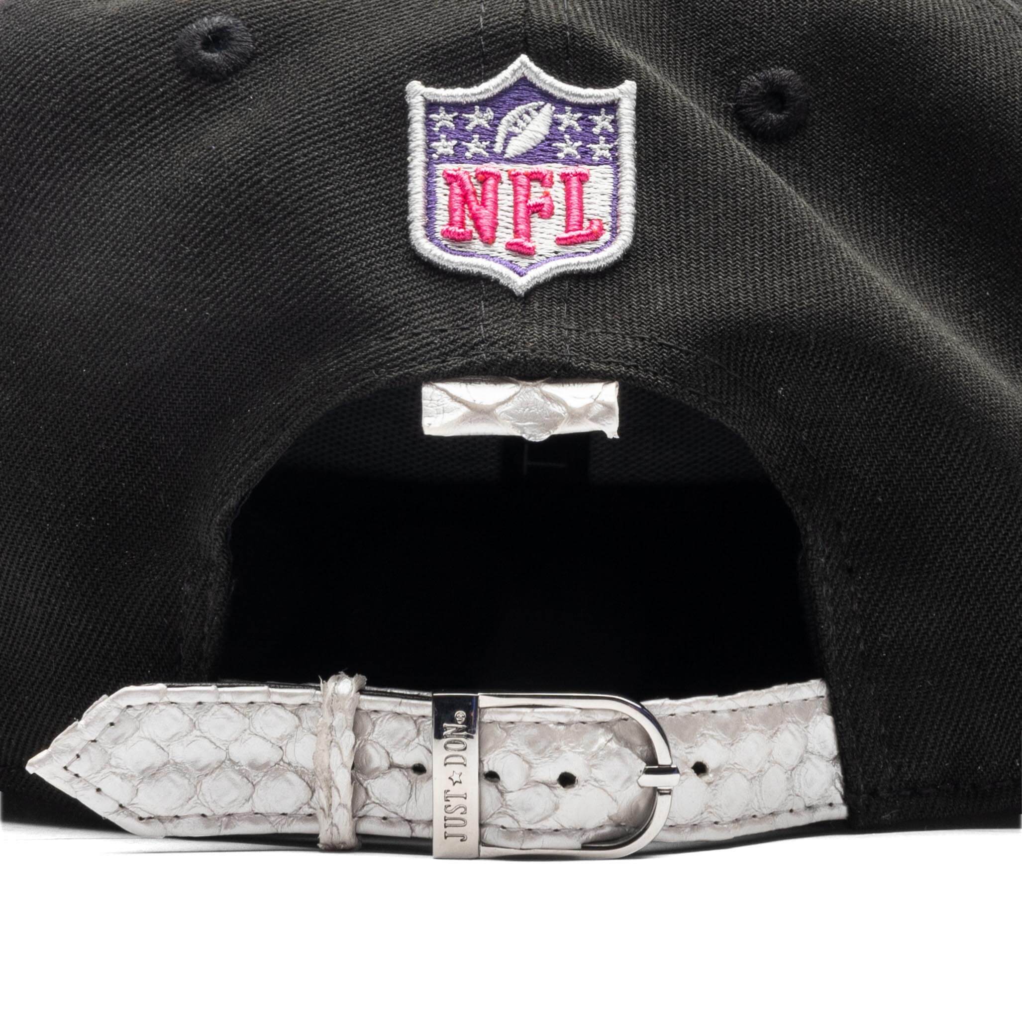 Just Don x Usher Super Bowl LVIII 9FIFTY Snapback Hat Black Silver Python