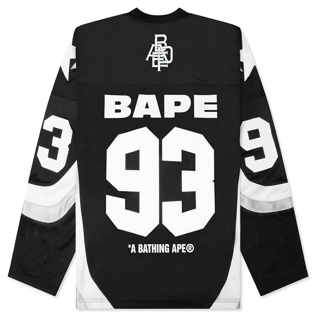Line Camo Jacquard Logo Relaxed Fit Ice Hockey Jersey Black