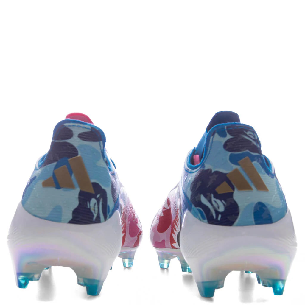 Adidas x BAPE F50 Elite Firm Ground Cleats Clear Pink Cloud White Icey Blue