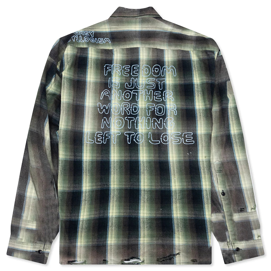 Vintage Like Check L S Shirt Green