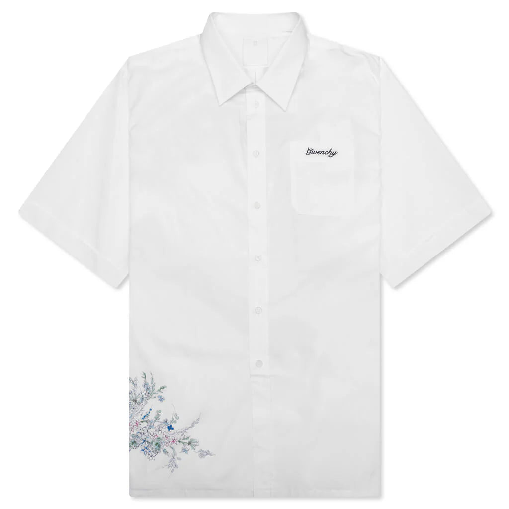 Flowers Poplin Shirt White