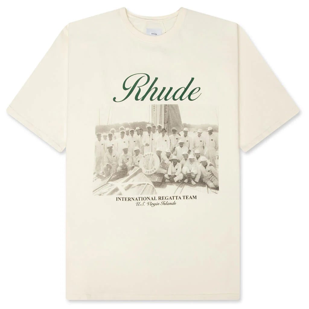 Virgin Islands Script Tee Vintage White Black Green