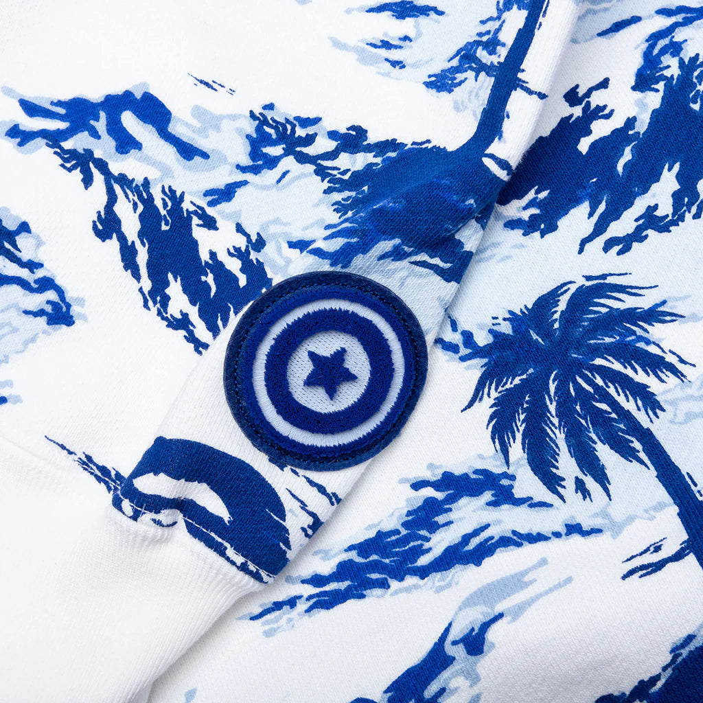 Palm Tree Camo Relaxed Fit Shark Full Zip Hoodie Blue