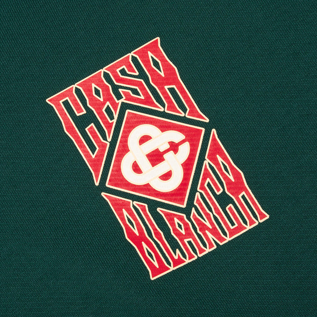 Gothic Stacked Logo Printed Hoodie Green