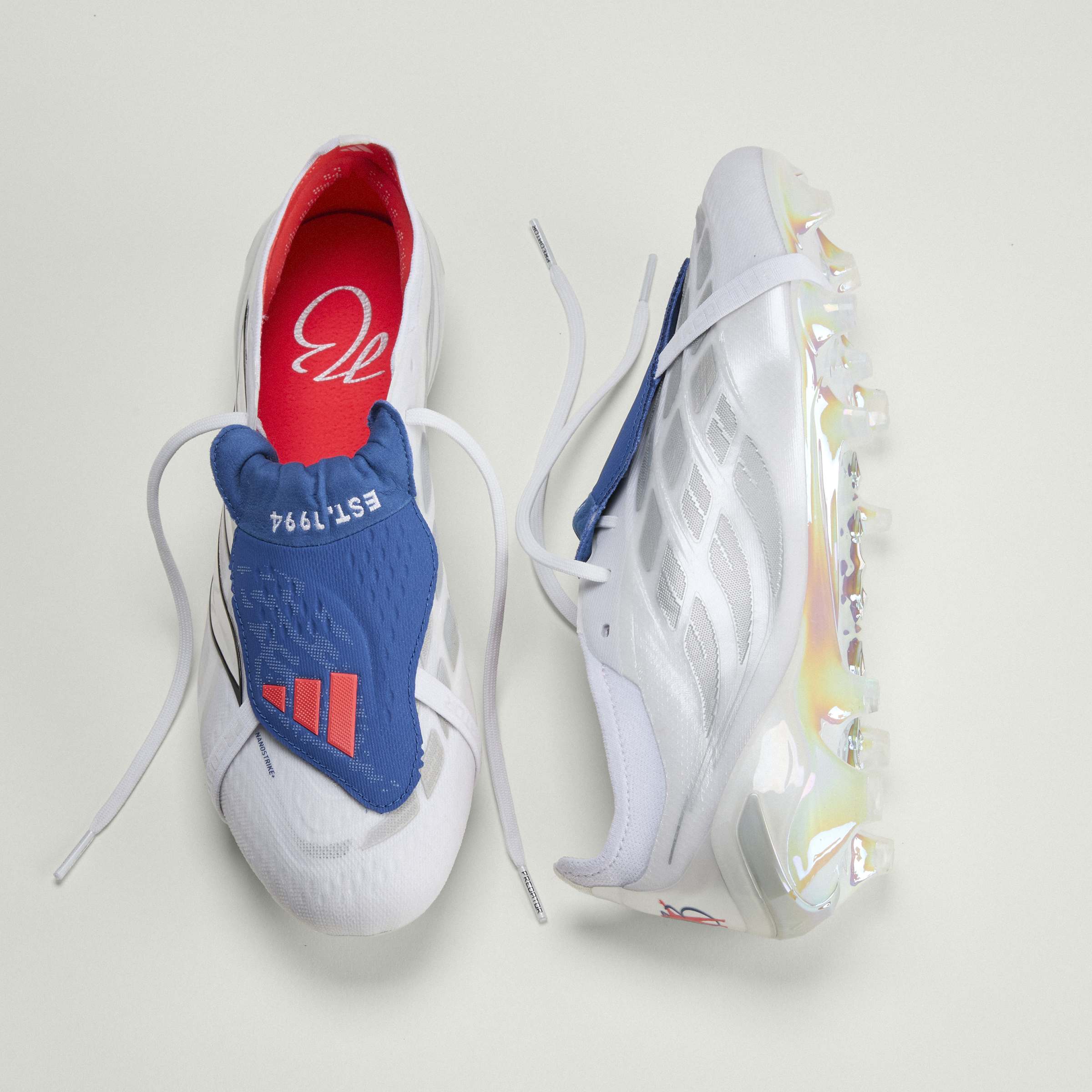 adidas Predator Elite Fold Over Tongue FG Firm Ground Mens Soccer Cleats White Zero Metallic Blue