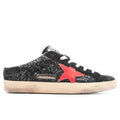 Womens Sneakers Leather Sabot Super Star Black Coral Red