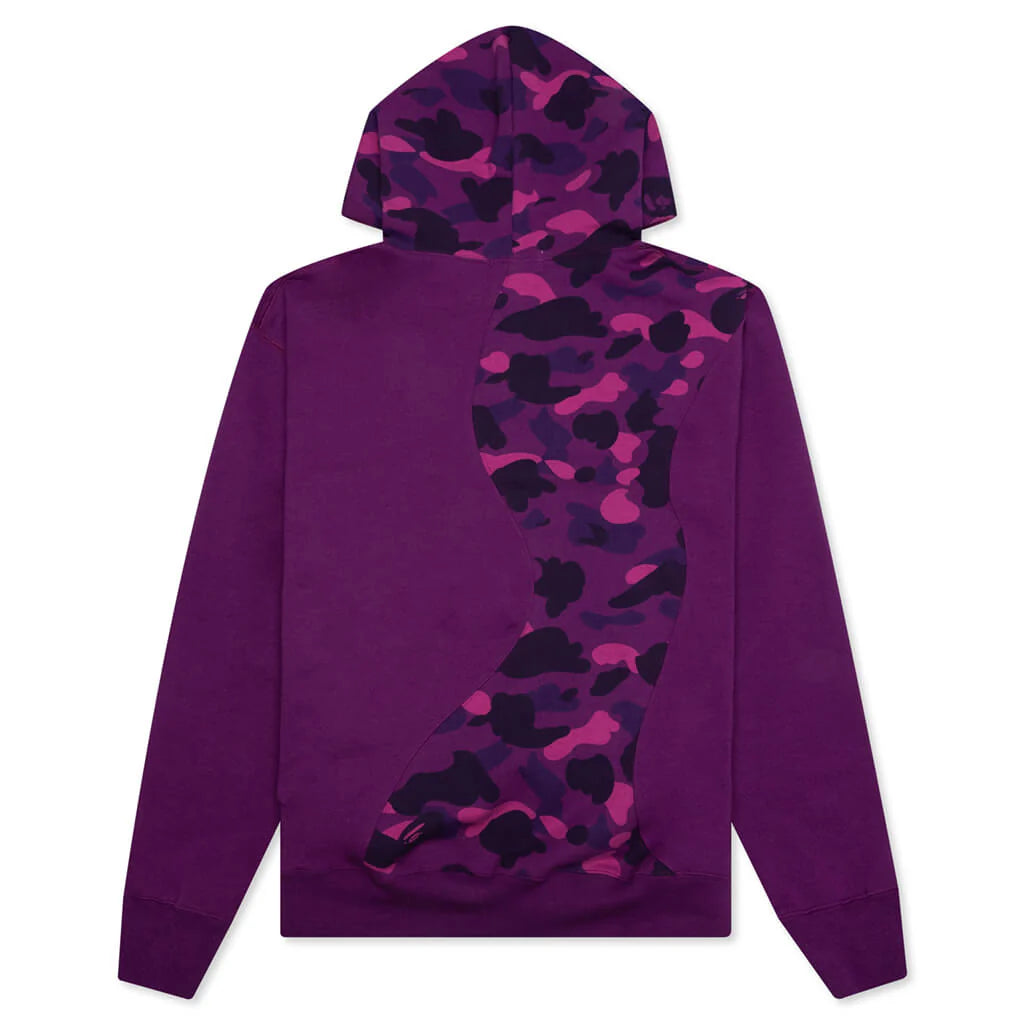 Color Camo College Cutting Relaxed Fit Hoodie Purple