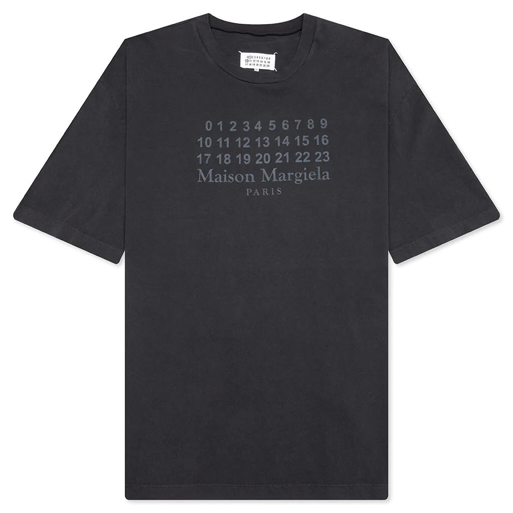Number Logo Cotton T Shirt Washed Black