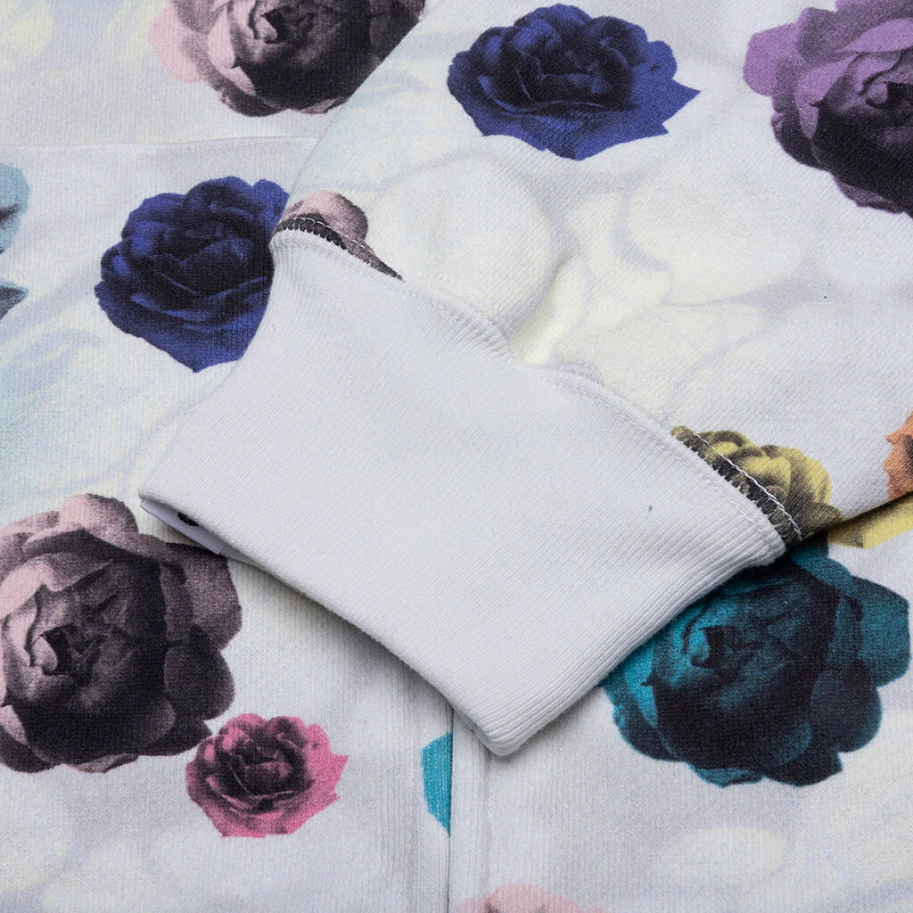 Floral Camo Shark Relaxed Fit Full Zip Hoodie Ivory