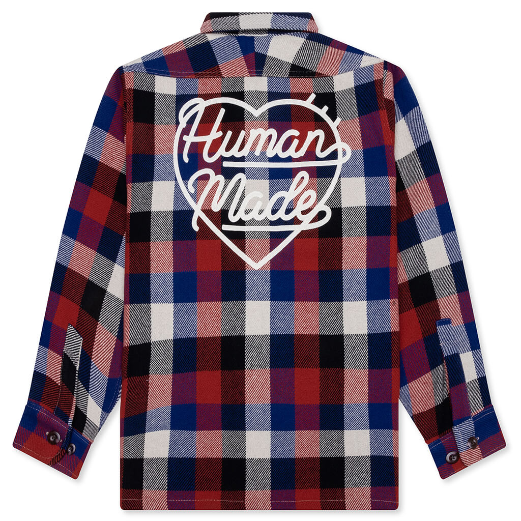 Wool Check Shirt Jacket Red