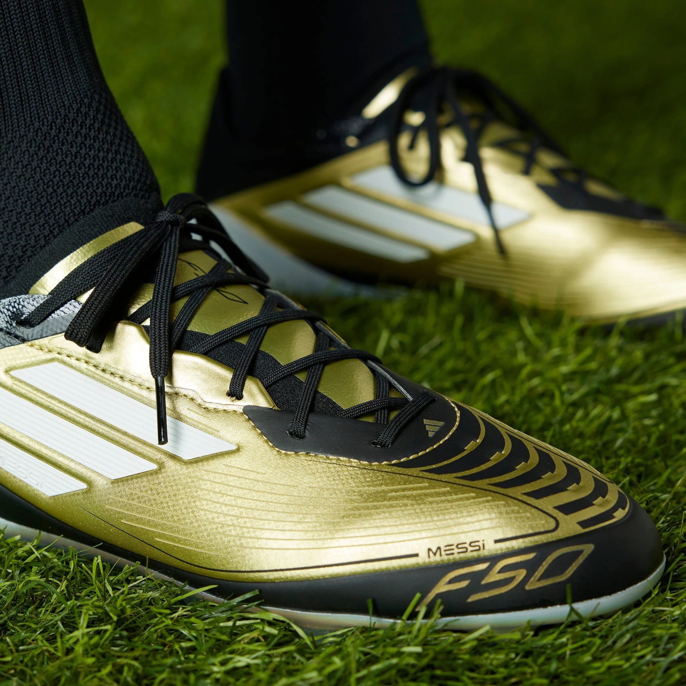 adidas F50 Elite FG Messi Firm Ground Soccer Cleats Gold White Black