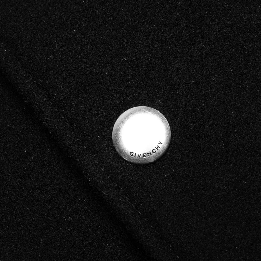 Bomber in Wool and Leather Black White