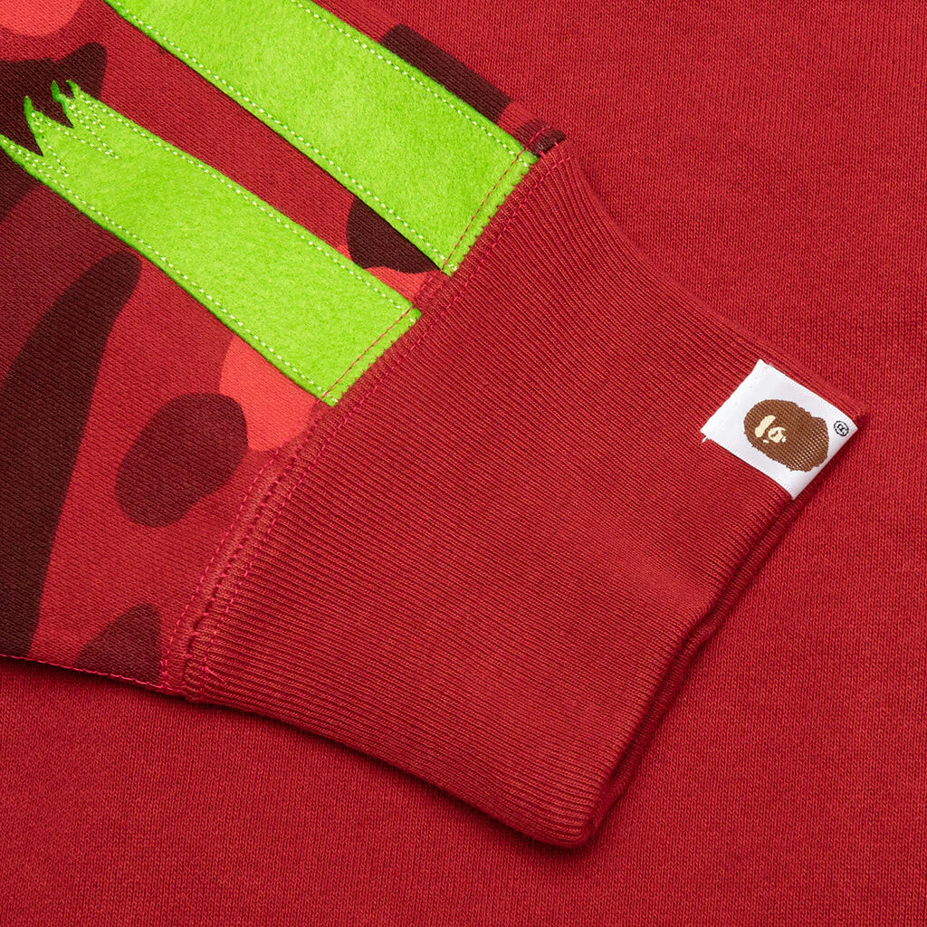 Color Camo Panda Full Zip Hoodie Red