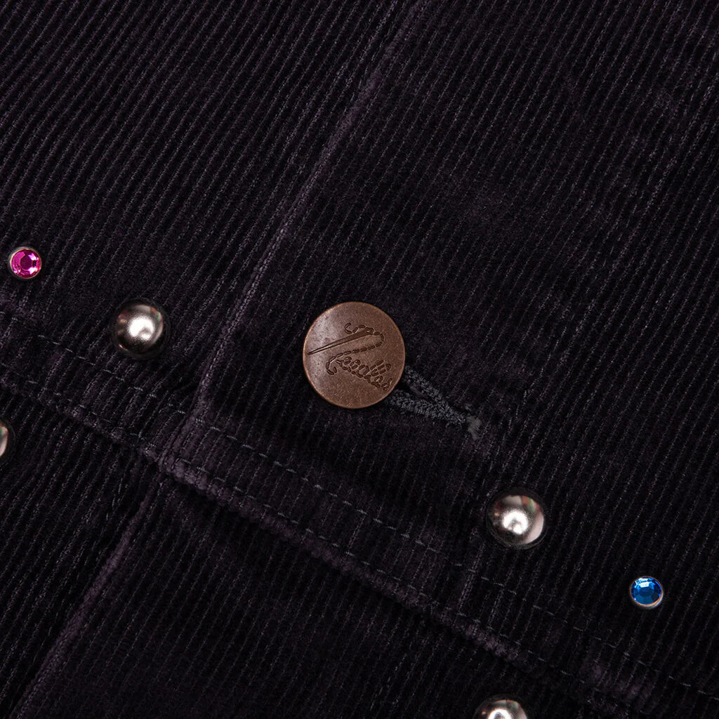 14W Corduroy Studded Jean Jacket Black