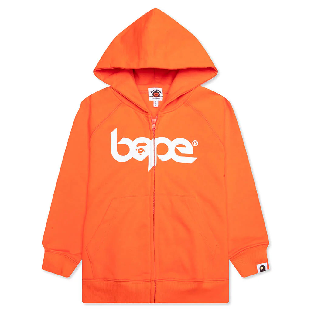 Kids Bape Relaxed Fit Pigment Dye Zip Hoodie Orange