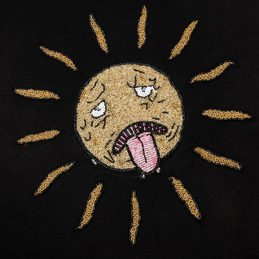 Beaded Sun Crewneck Worn Black