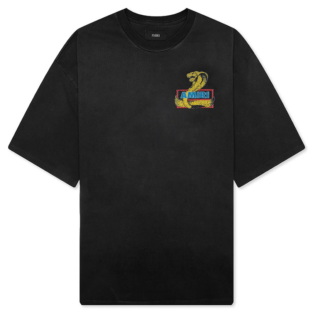 Amiri Crystal Cobra Oversized Tee Black