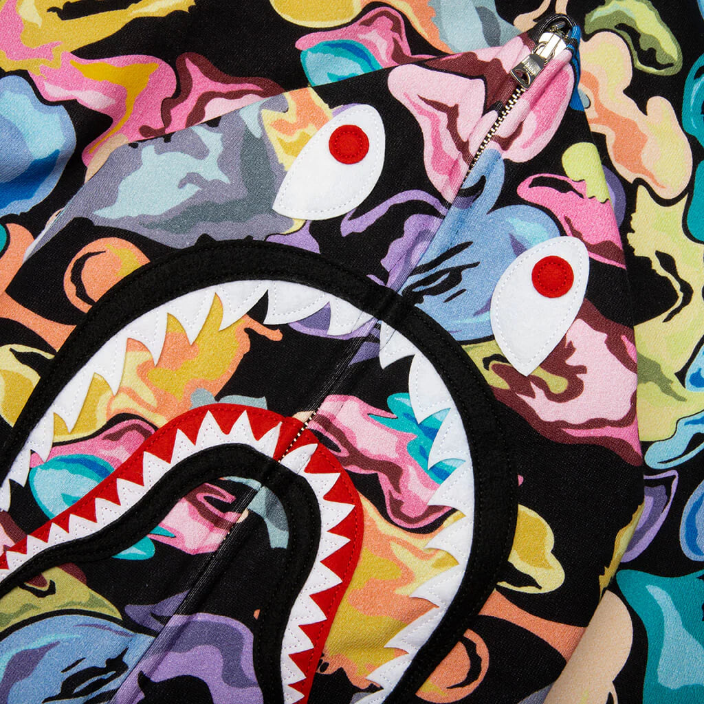 Art Camo Shark Full Zip Hoodie Black