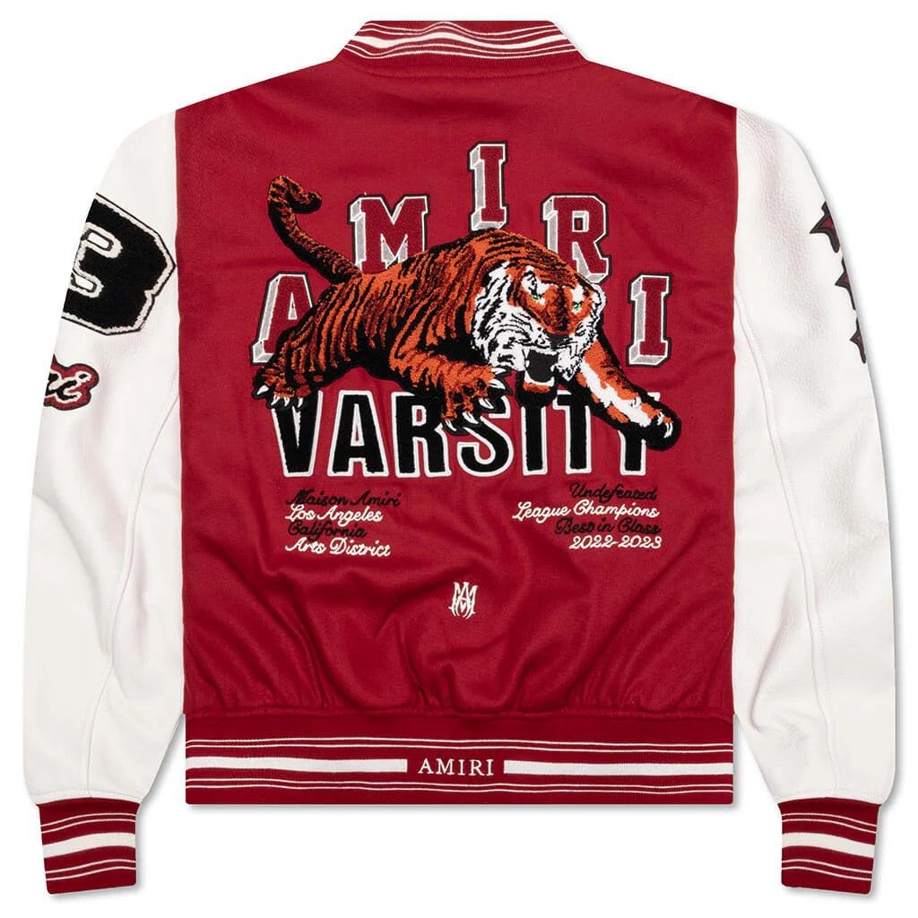 Vintage Patch Varsity Bomber Jacket Red