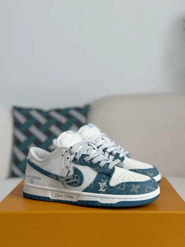 Nike Air Jordan 1 x LV Blue Monogram Denim Edition Dunk Low Custom
