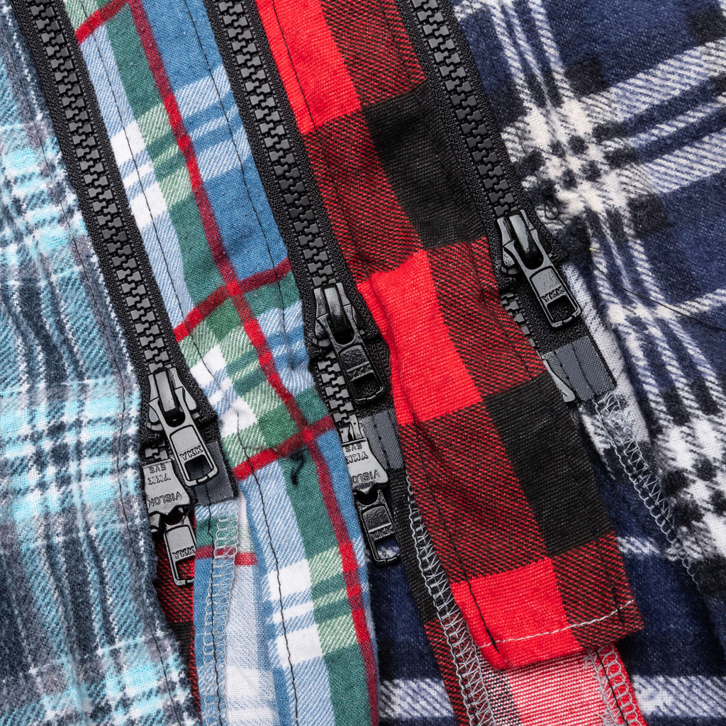 Flannel Shirt 7 Cuts Zipped Wide Shirt Assorted