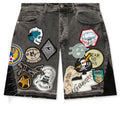Patchwork Denim Shorts V2 Grey