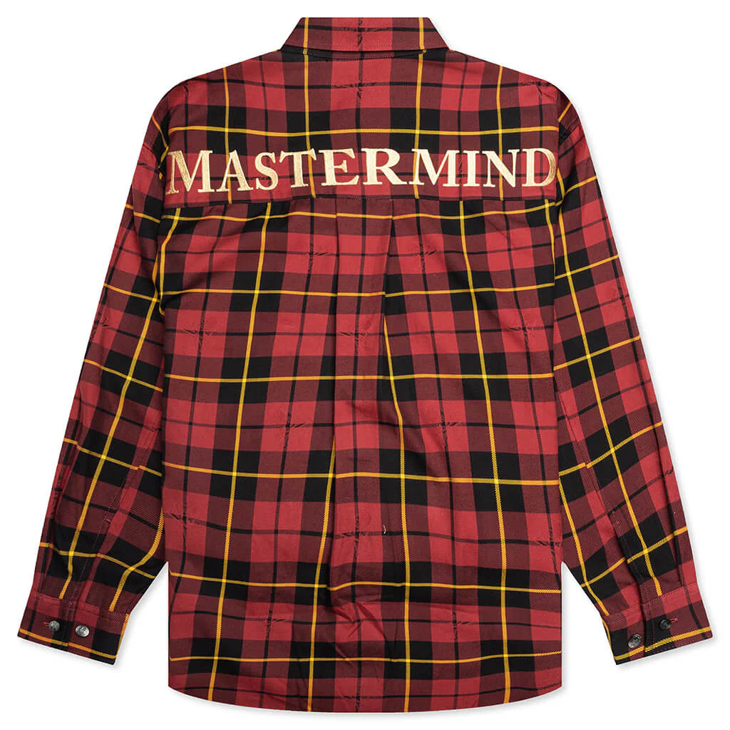 Plaid Long Sleeve Woven Shirt Burgundy Plaid