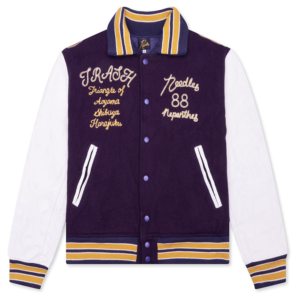 Wool Melton Lettered Jacket Purple