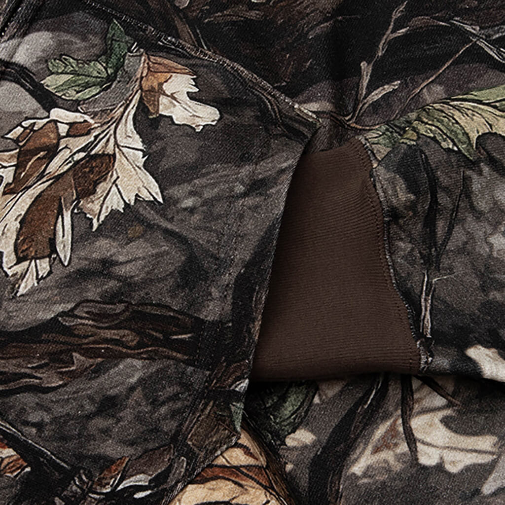 Tree Edge Camo Shark Relaxed Fit Full Zip Hoodie Brown