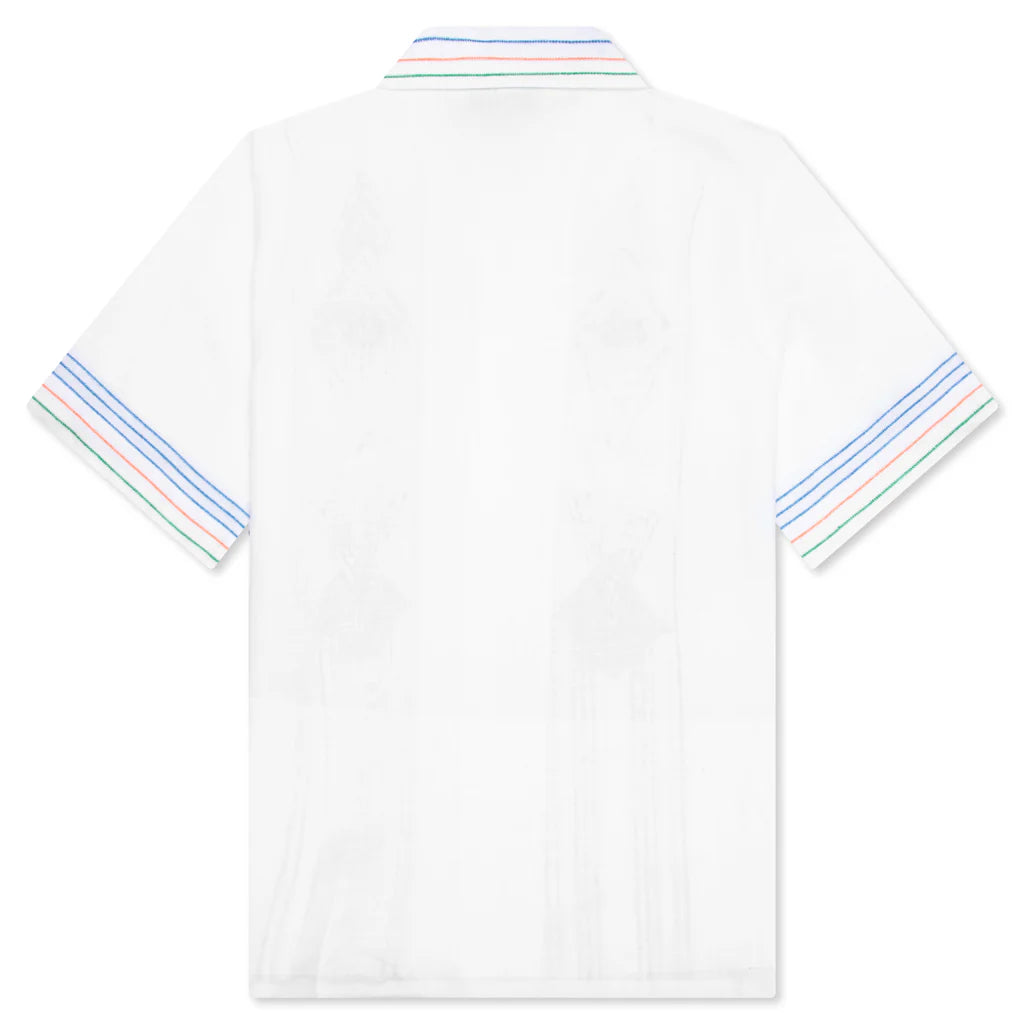 Chainstitch Embroidered Graphic Linen Shirt Le Fil De La Musique