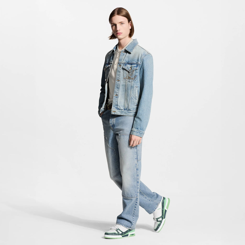 Louis Vuitton LV Trainer Sneaker Denim Monogram green