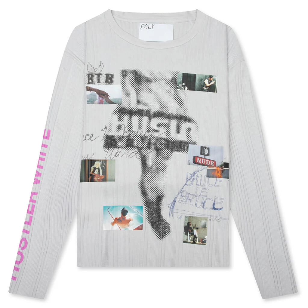 Hustlr White Rib L S Tee White