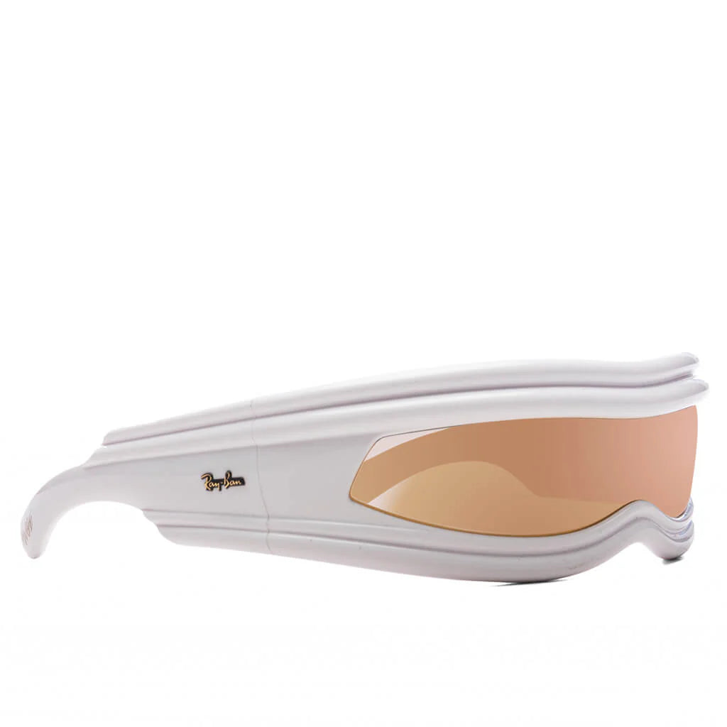 Ray Ban x AAP Rocky Ultra Wrap 001 White Brown Mirror Gold