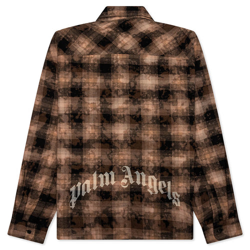 Curved Logo Check Shirt L S Brown Off White