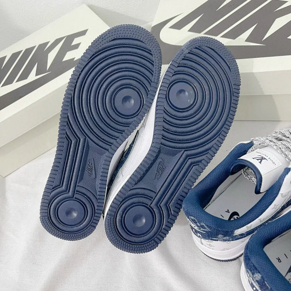 Louis Vuitton x Nike Air Force 1 White Navy Monogram Custom