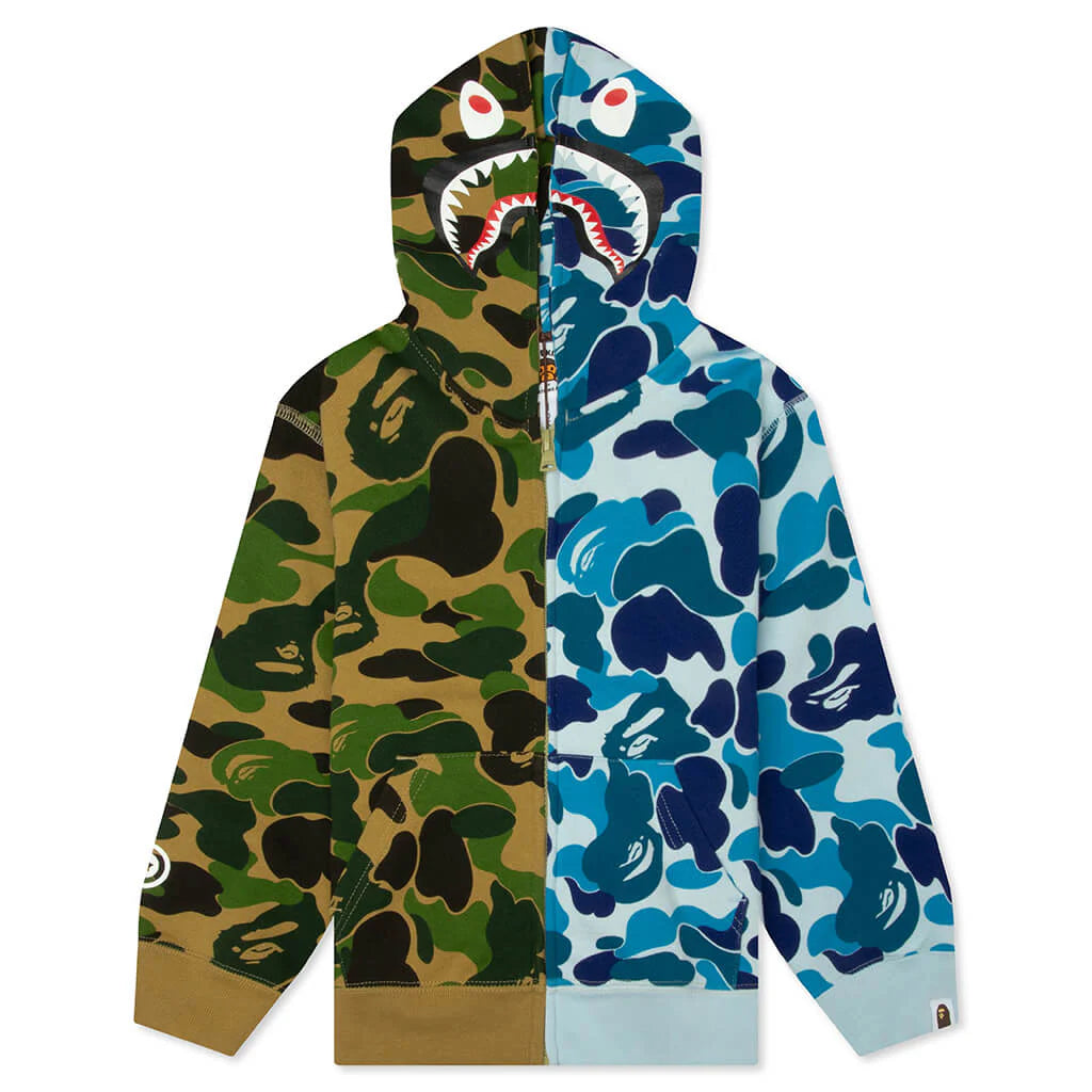Kids ABC Camo Multi Shark Zip Hoodie Green