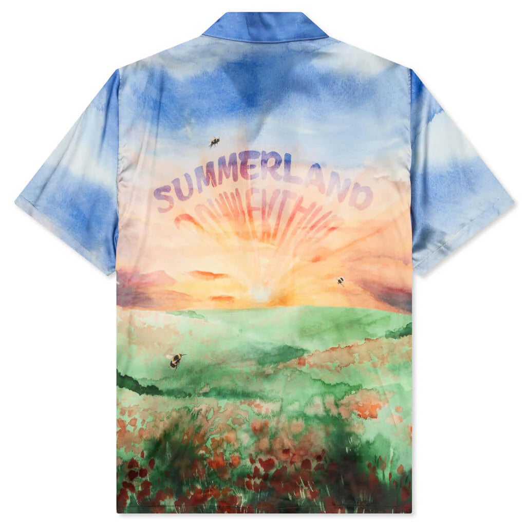 Summerland Sunset S S Silk Shirt Landscape Poppies