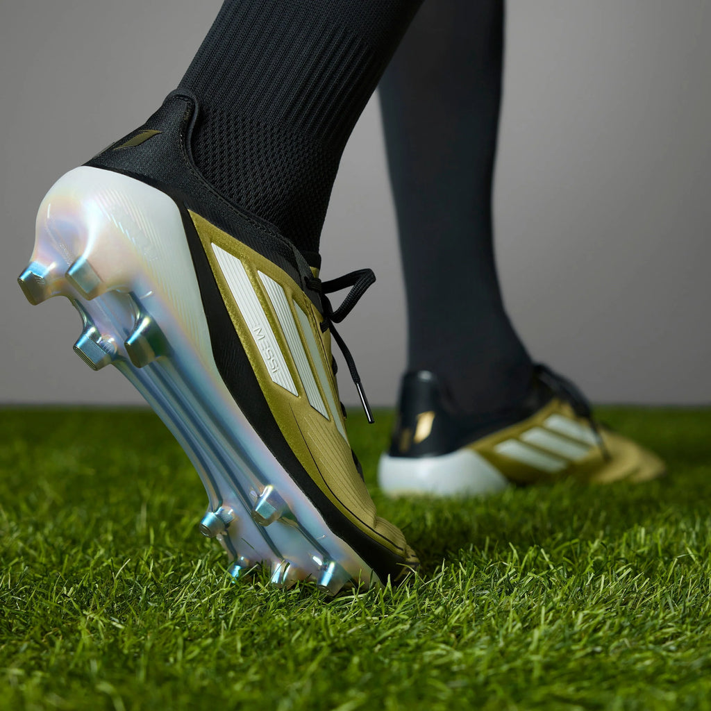 adidas F50 Elite FG Messi Firm Ground Soccer Cleats Gold White Black