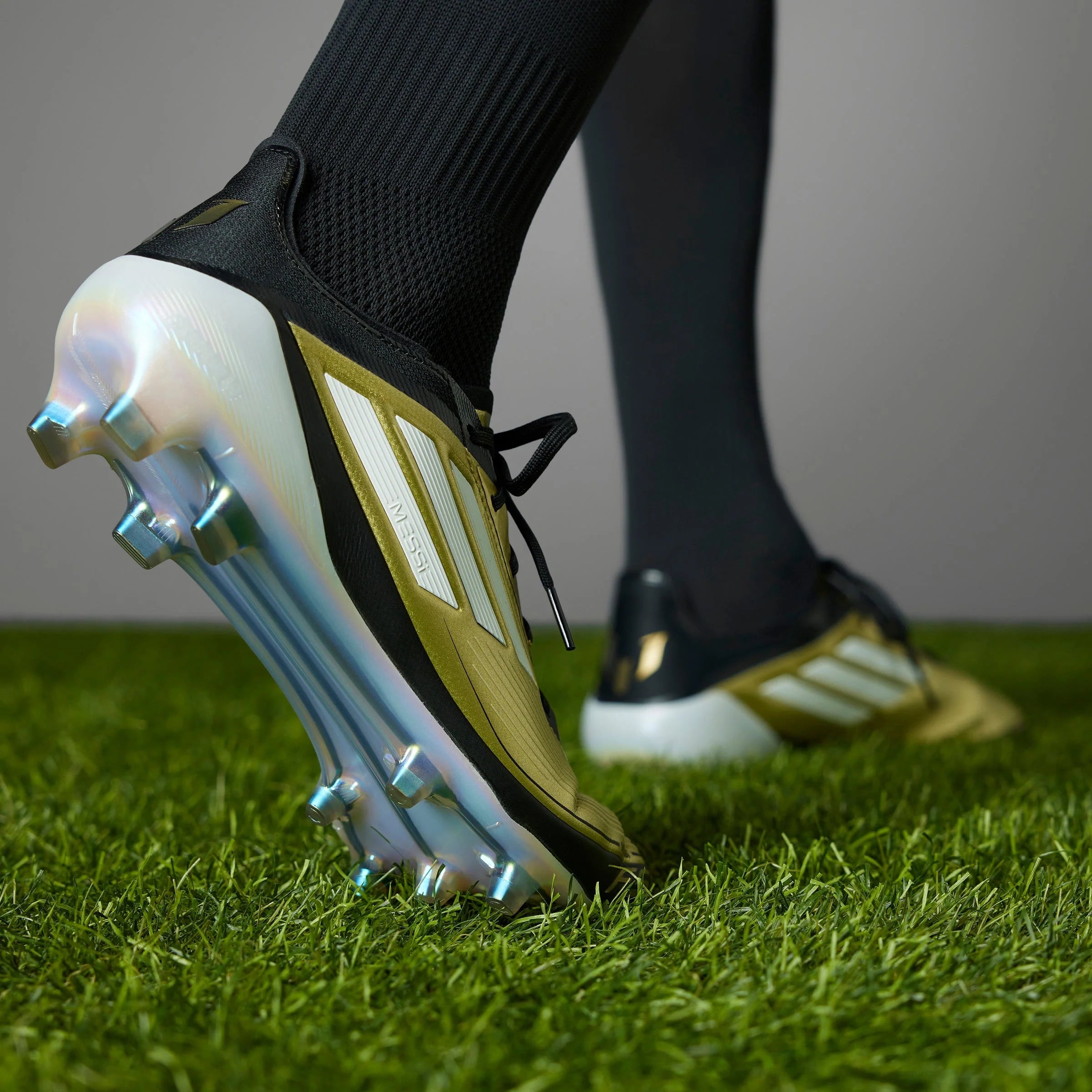 adidas F50 Elite FG Messi Firm Ground Soccer Cleats Gold White Black